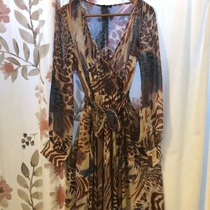 Olivaceous print maxi dress